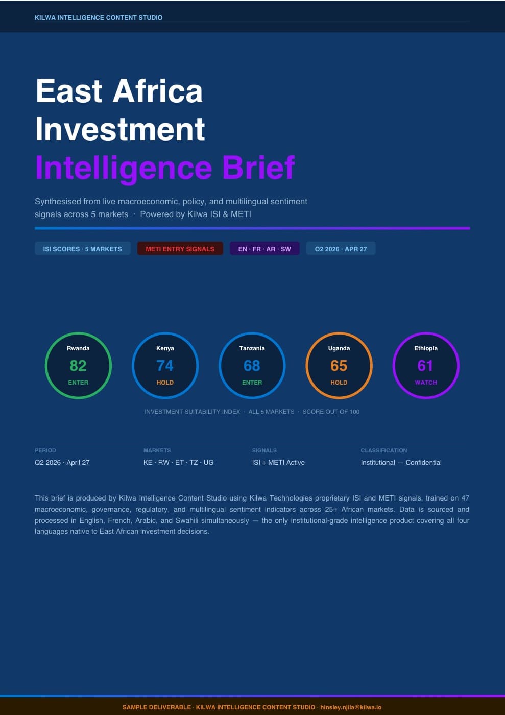 Cover of East Africa Investment Intelligence Brief
