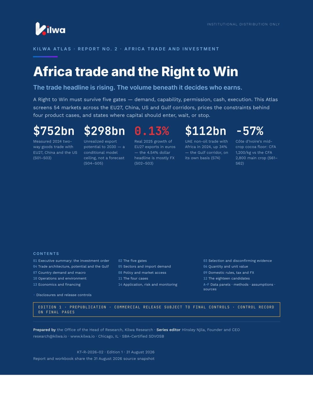 Cover of Kilwa Atlas No. 2: Africa Trade and Investment